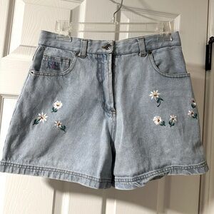 Vintage 100% Cotton Embroidered Denim Shorts